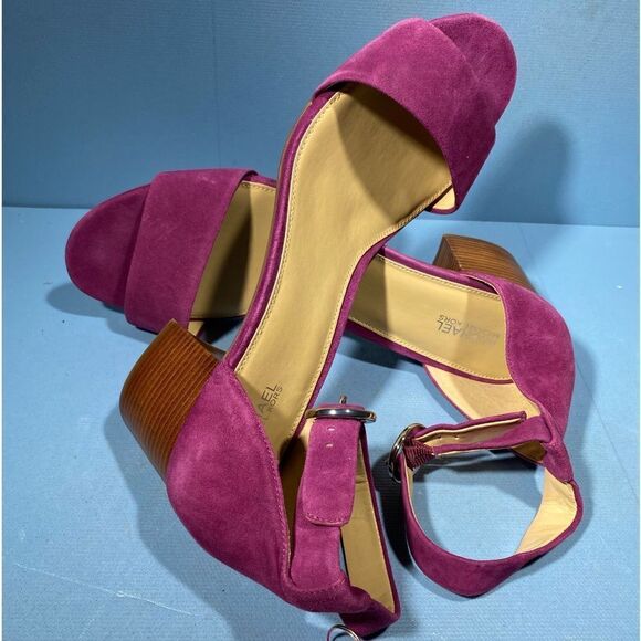 MICHAEL MICHAEL KORS Womens Purple Two-Piece Lena Round Toe Leather Sandals 10 M - Picture 1 of 8